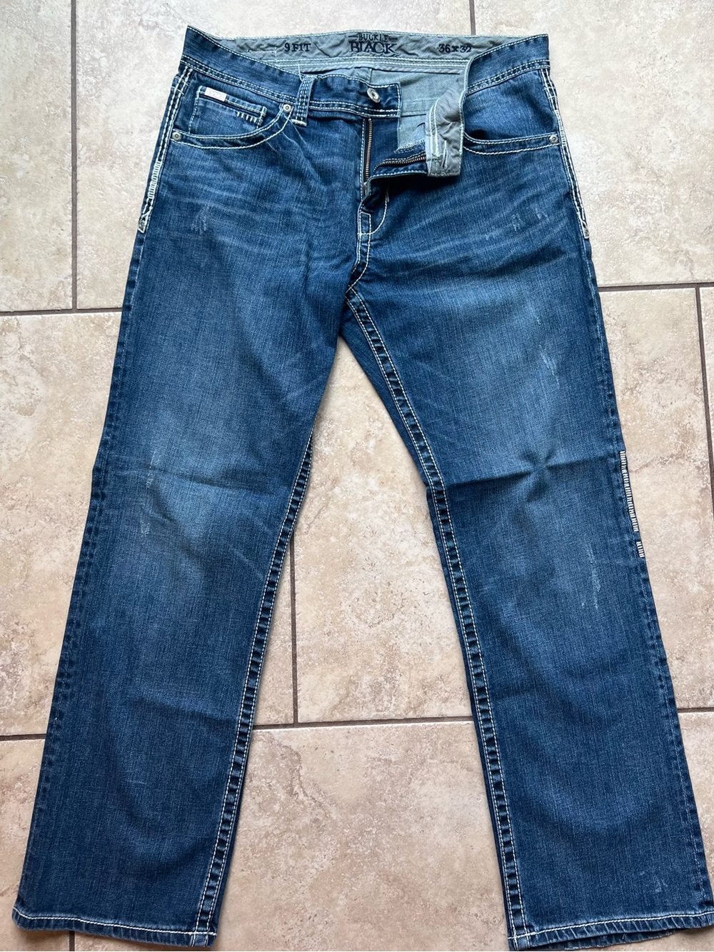 Black Brand Men's Straight Jeans in Dark Blue Wash